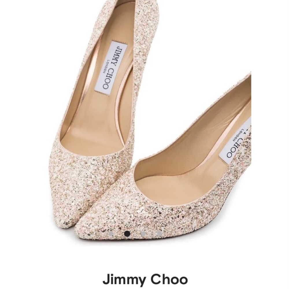 Jimmy Choo Romy 85 Rosé Glitter (8.5 US)